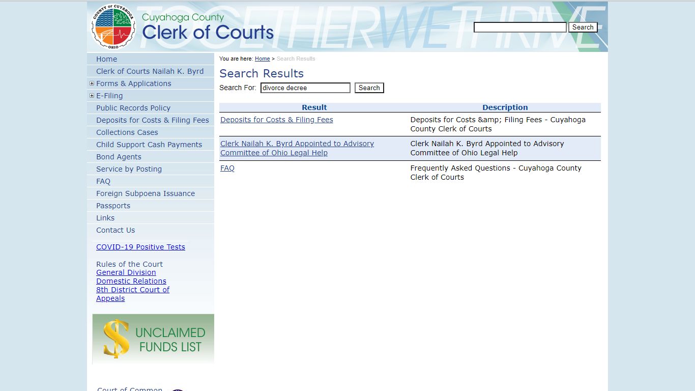 Search Results - Cuyahoga County Clerk of Courts